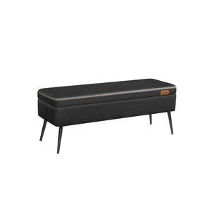 EKHO Collection - Storage Ottoman Bench with Steel Legs, Ink Black