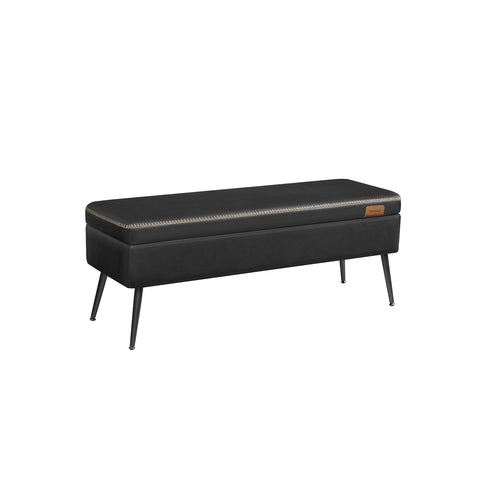 EKHO Collection - Storage Ottoman Bench with Steel Legs, Ink Black