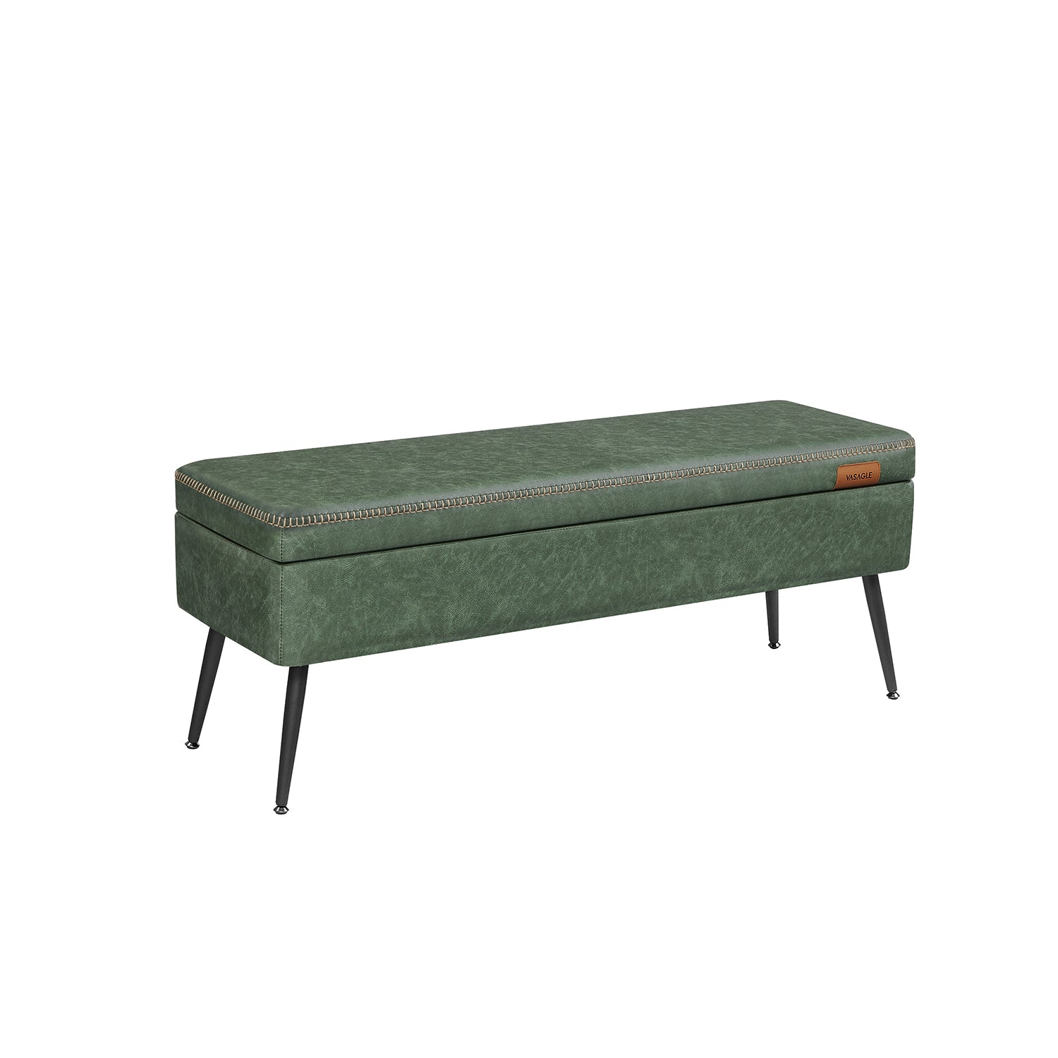 EKHO Collection - Storage Ottoman Bench with Steel Legs, Forest Green