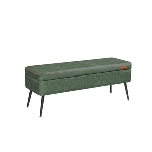 EKHO Collection - Storage Ottoman Bench with Steel Legs, Forest Green