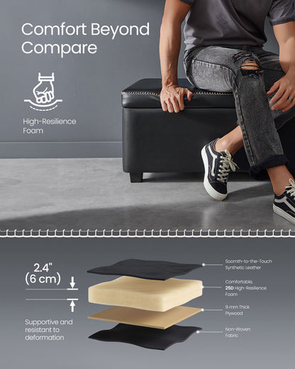 EKHO Collection - Storage Ottoman Bench, Ink Black - HWLEXTRA 