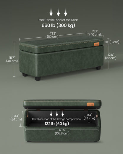 EKHO Collection - Storage Ottoman Bench, Forest Green - HWLEXTRA 