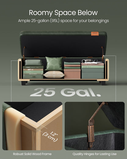 EKHO Collection - Storage Ottoman Bench, Forest Green - HWLEXTRA 
