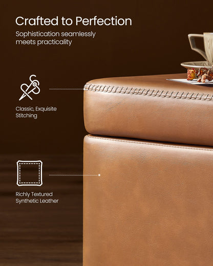 EKHO Collection - Storage Ottoman Bench, Caramel Brown - HWLEXTRA 