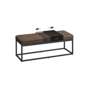 LUIZ Collection - Ottoman Bench with Small Shelf, Walnut Brown