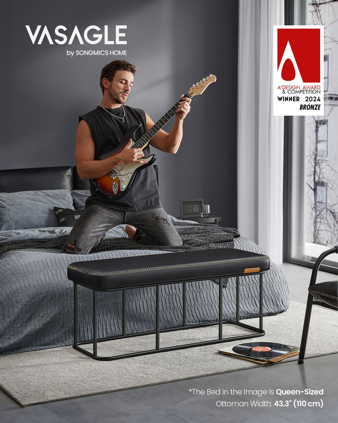 EKHO Collection - Storage Bench with Steel for Entryway