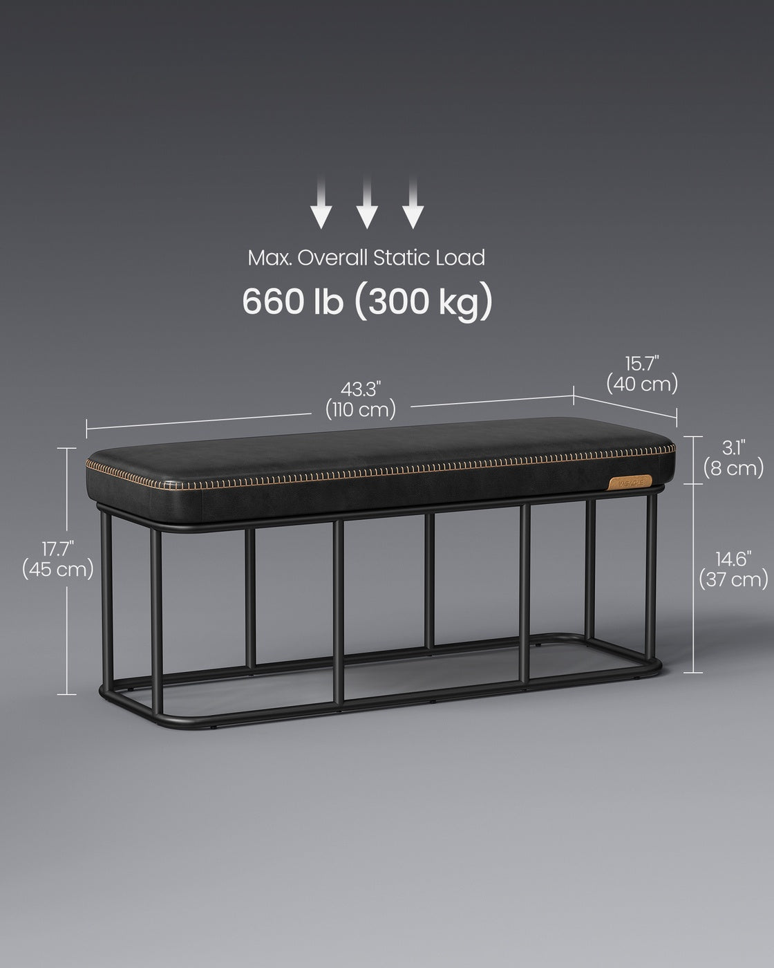 EKHO Collection - Storage Bench with Steel for Entryway
