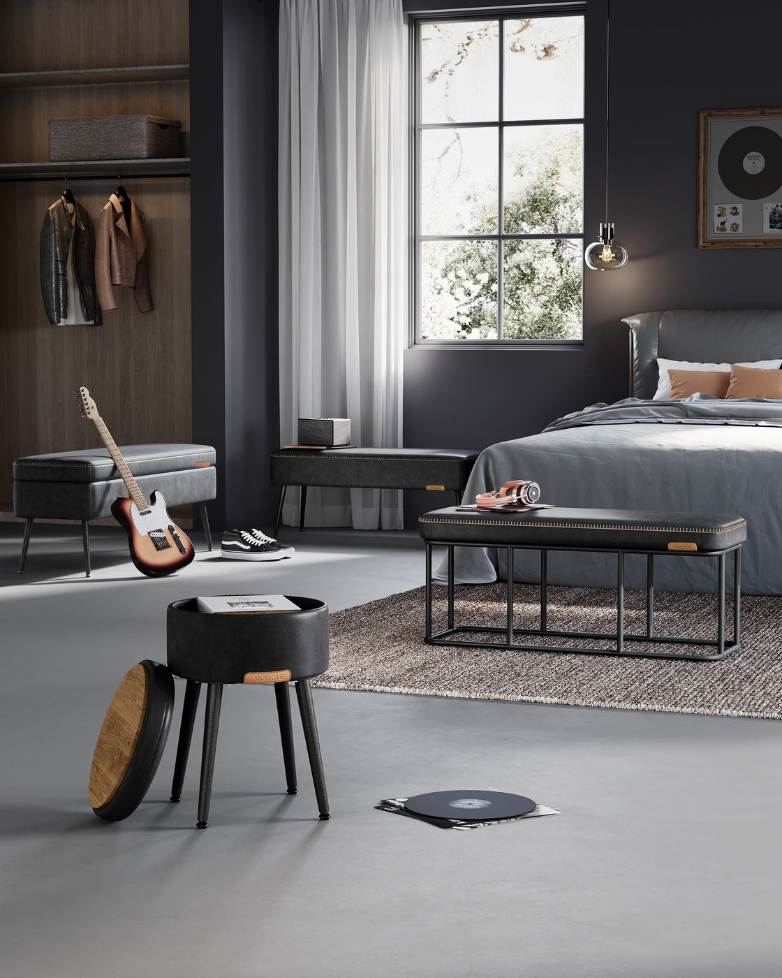 EKHO Collection - Storage Bench with Steel for Entryway