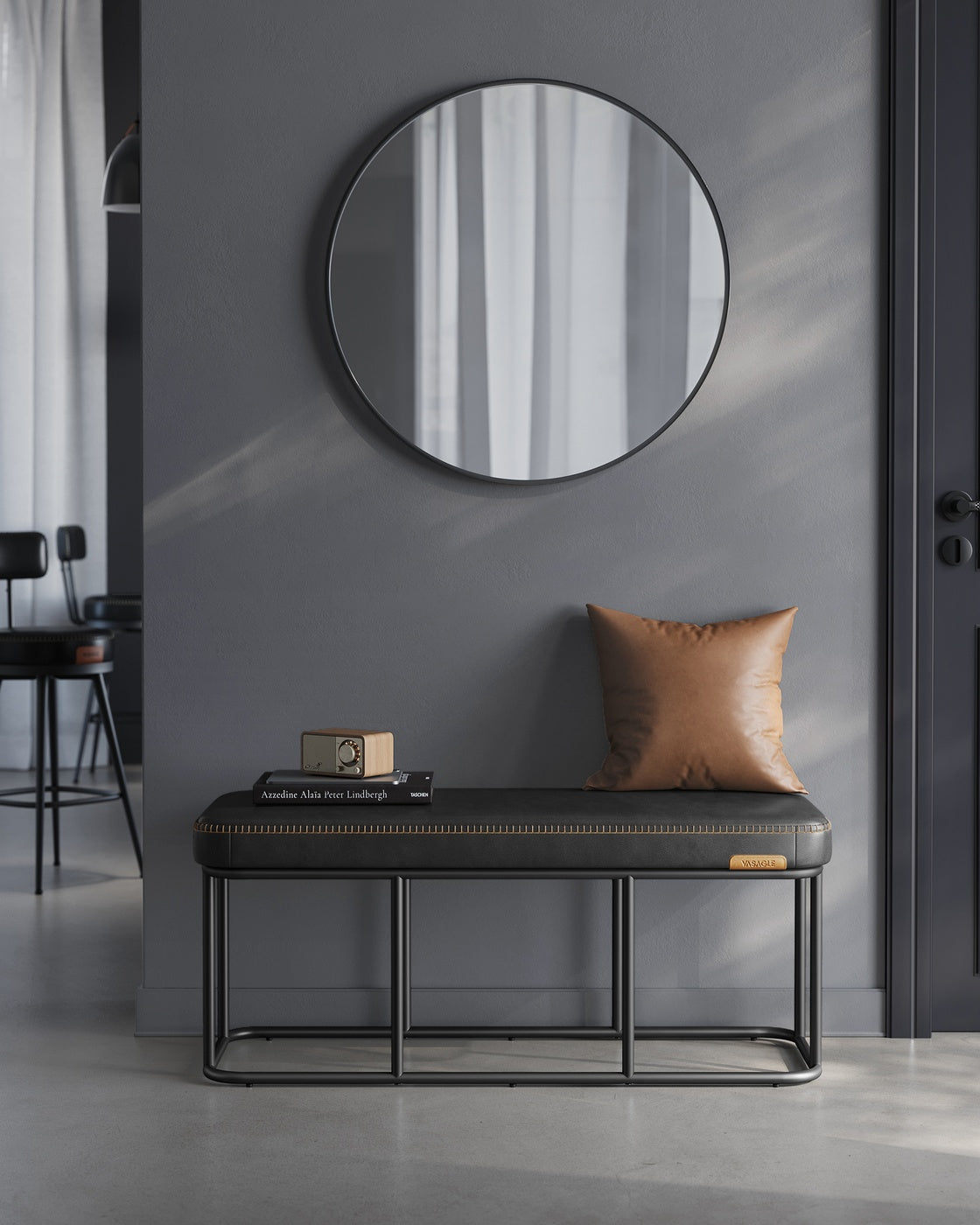EKHO Collection - Storage Bench with Steel for Entryway