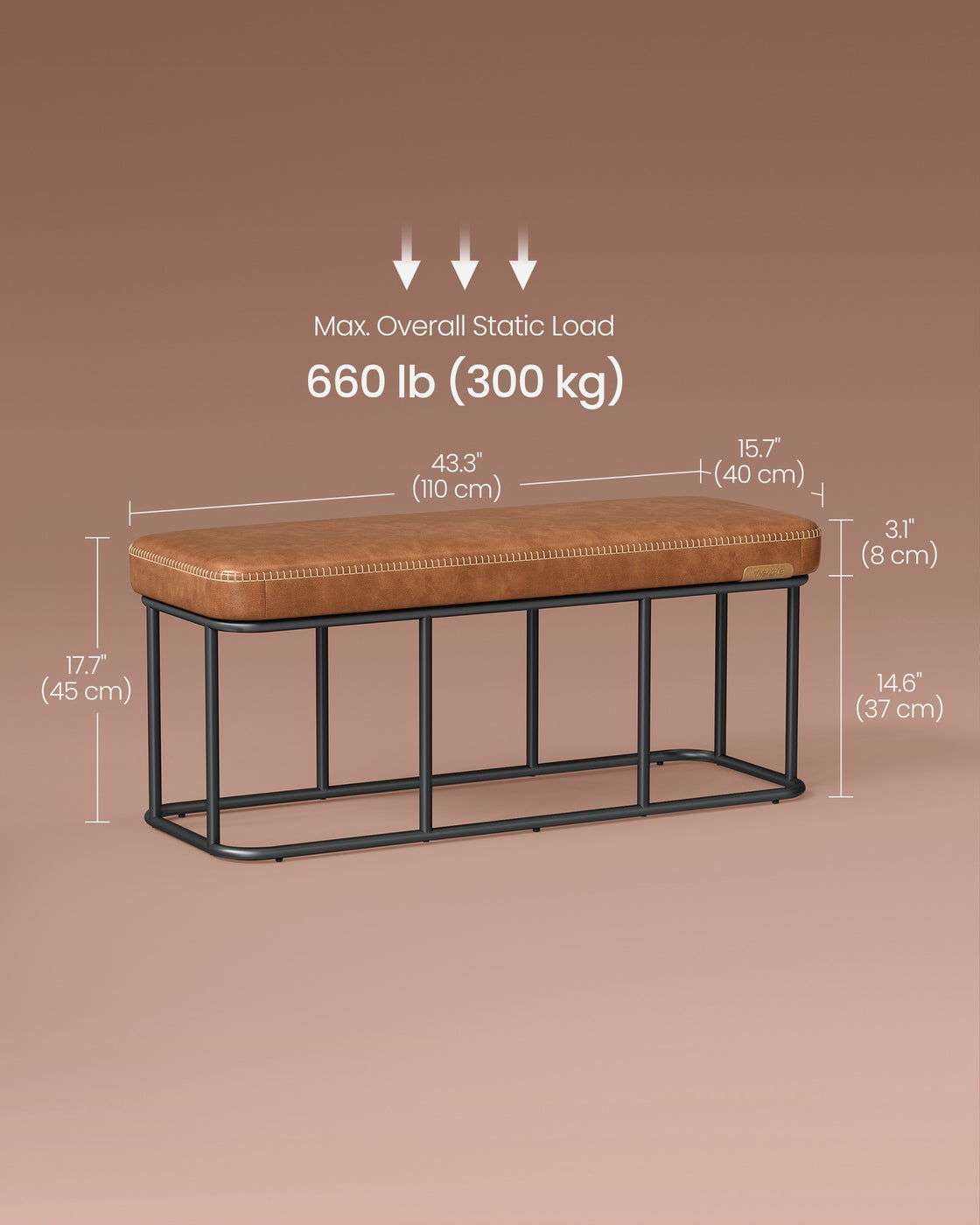 EKHO Collection - Storage Bench with Steel for Entryway