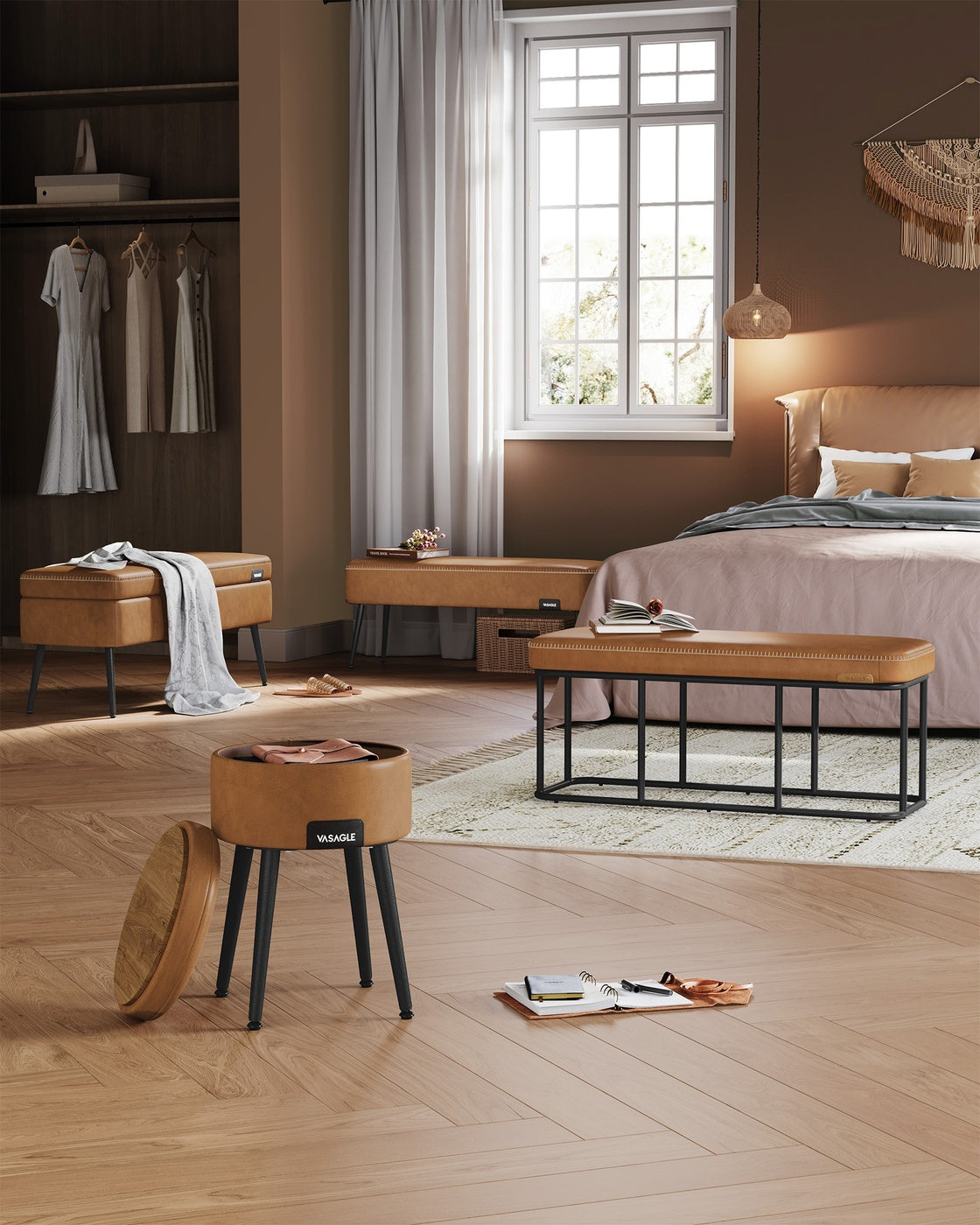 EKHO Collection - Storage Bench with Steel for Entryway