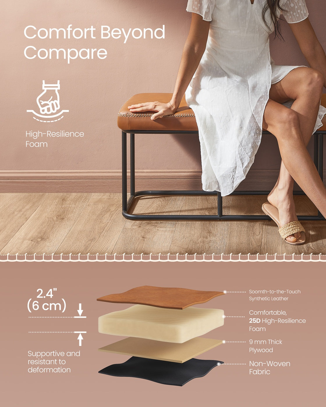 EKHO Collection - Storage Bench with Steel for Entryway