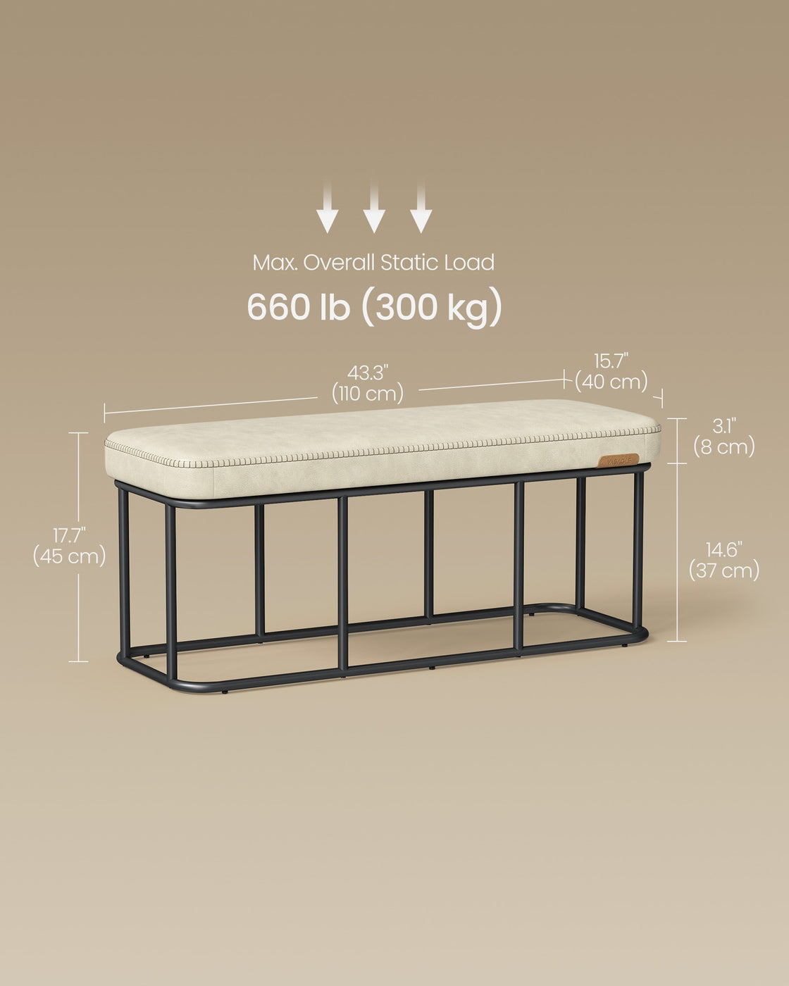 EKHO Collection - Storage Bench with Steel for Entryway