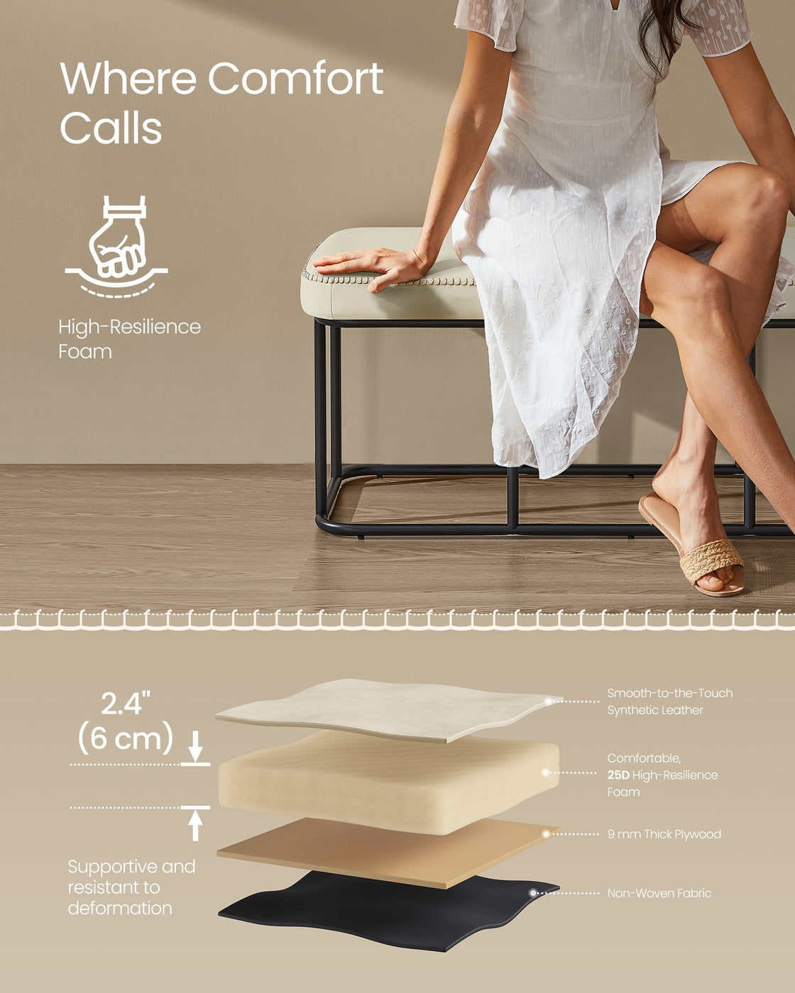 EKHO Collection - Storage Bench with Steel for Entryway