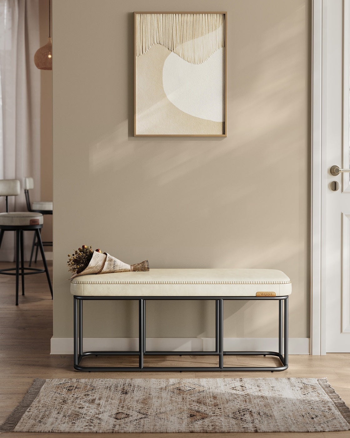 EKHO Collection - Storage Bench with Steel for Entryway