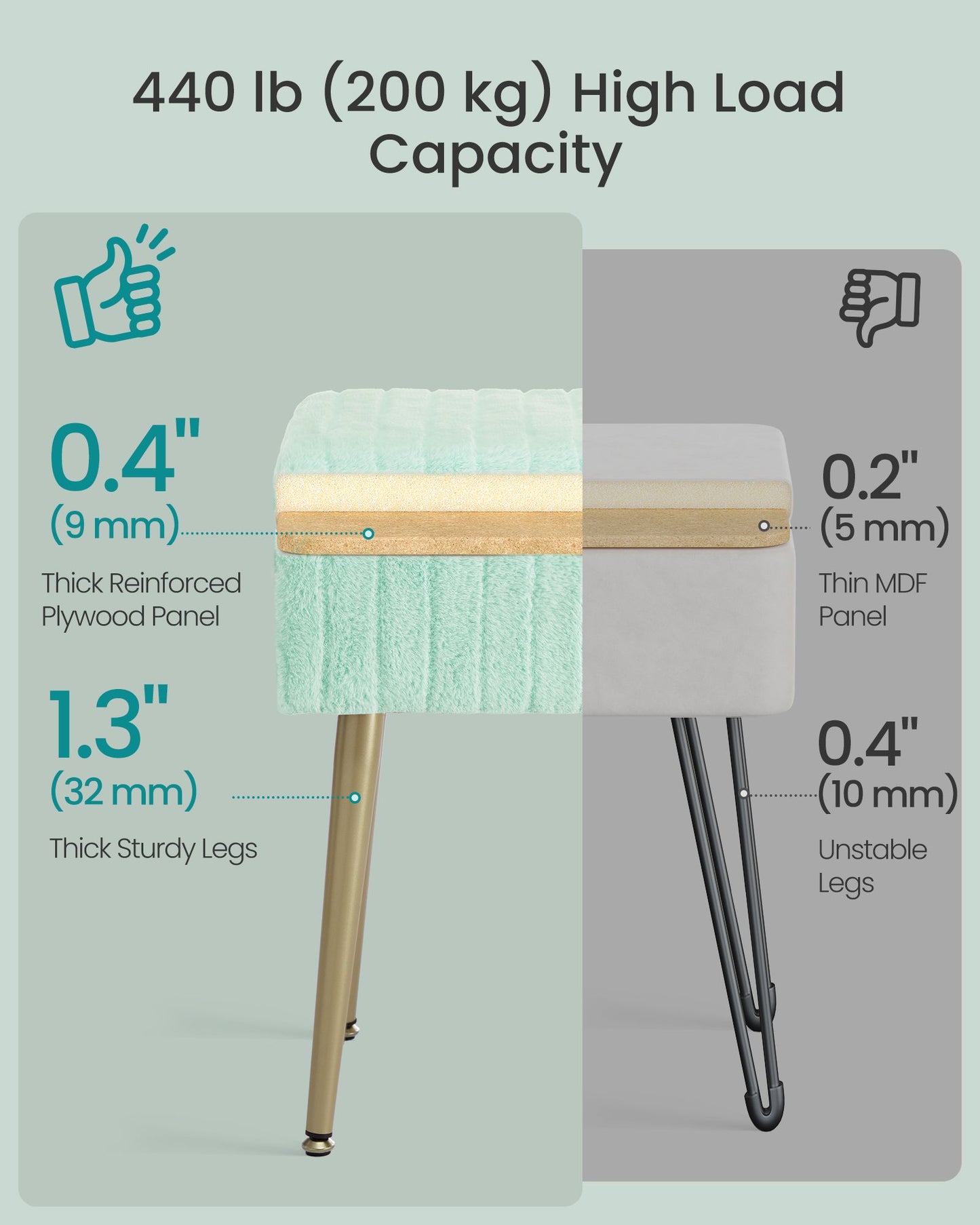 Vanity Stool Chair Faux Fur with Storage - image 11