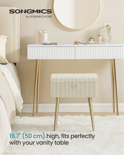 Vanity Stool Chair Faux Fur with Storage - image 13