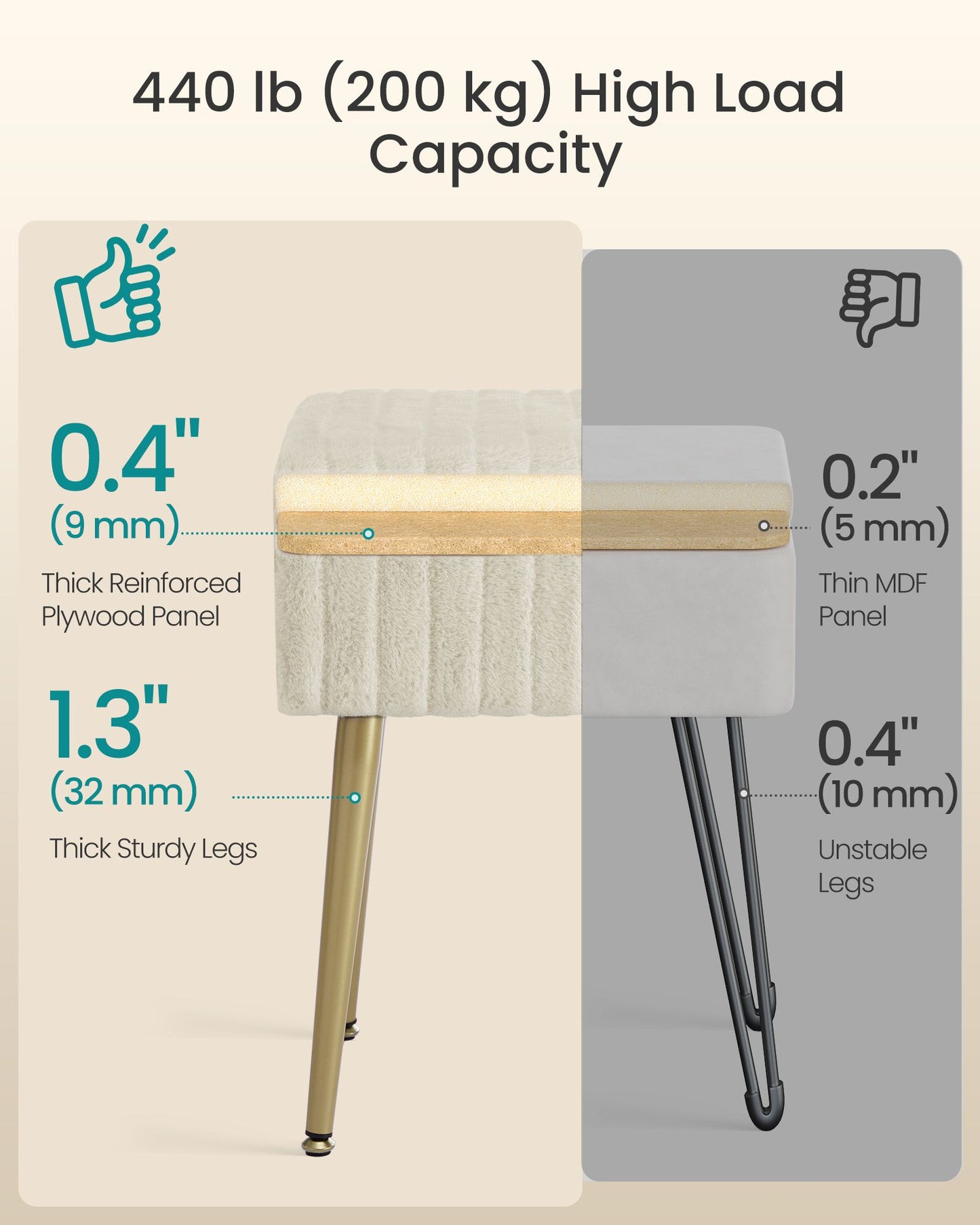 Vanity Stool Chair Faux Fur with Storage - image 17
