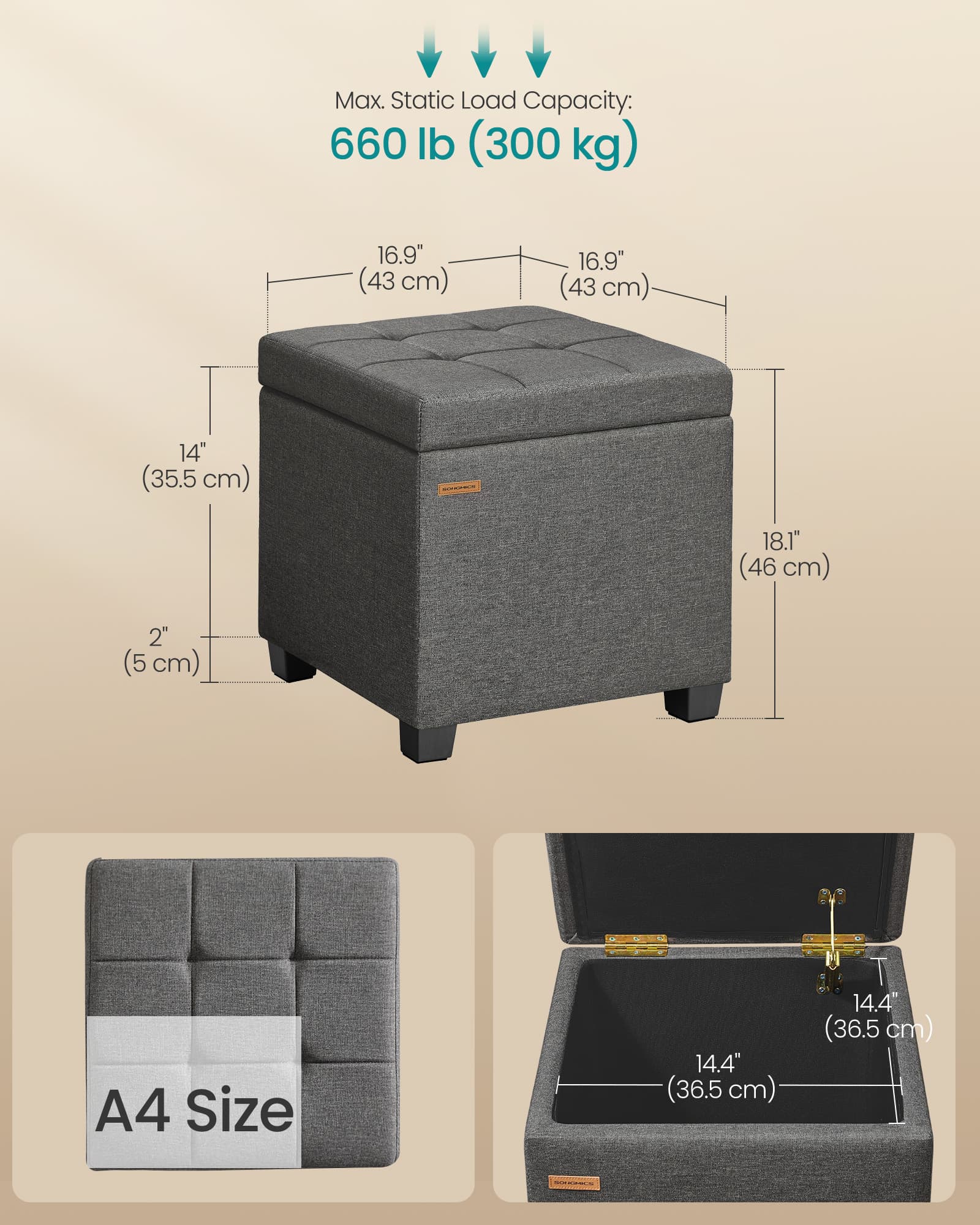 Linen storage ottoman with lid for bedroom or living room - image 4