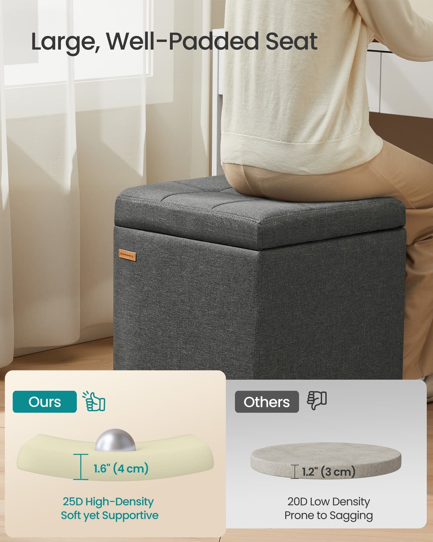 Linen storage ottoman with lid for bedroom or living room - image 5