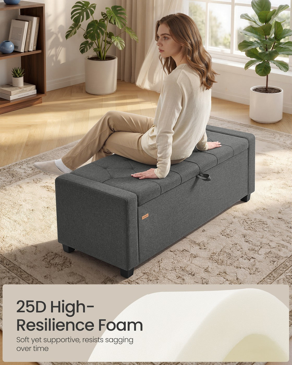 Linen storage ottoman bench for bedroom or living room - image 4