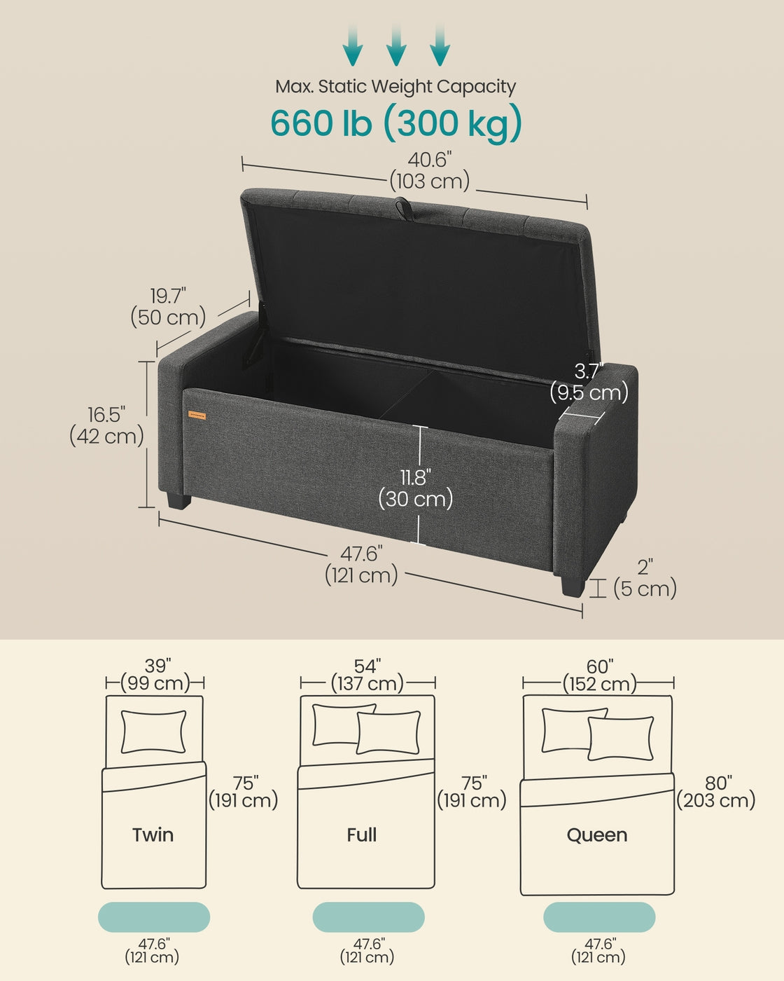 Linen storage ottoman bench for bedroom or living room - image 7