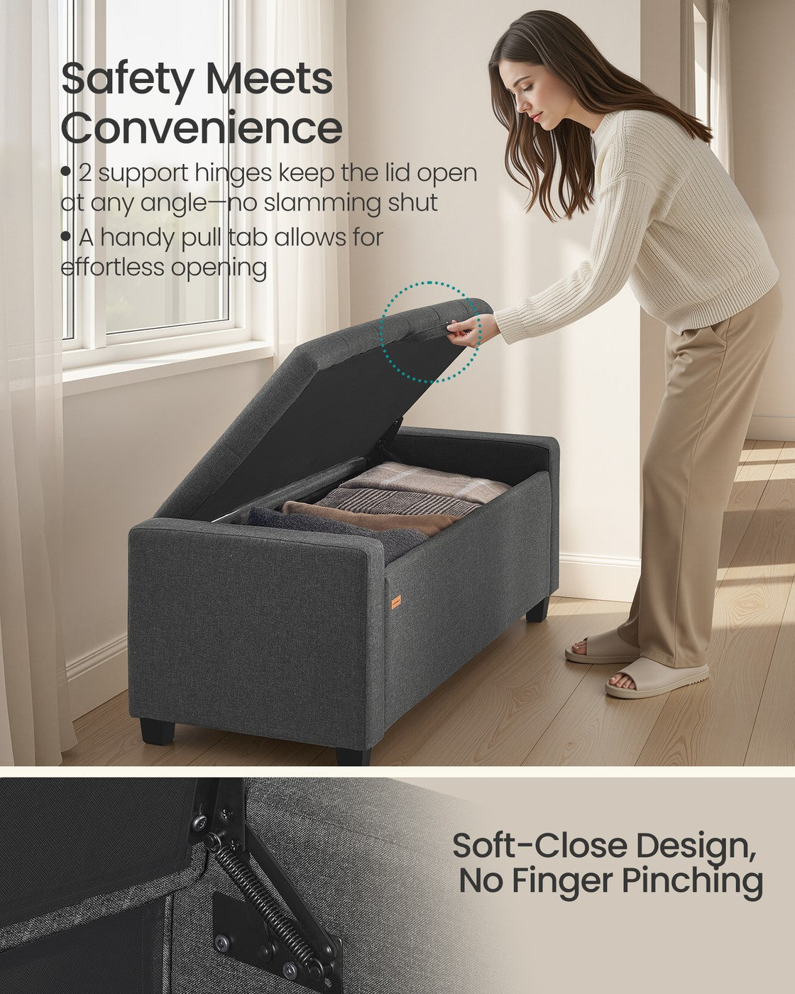 Linen storage ottoman bench for bedroom or living room - image 6