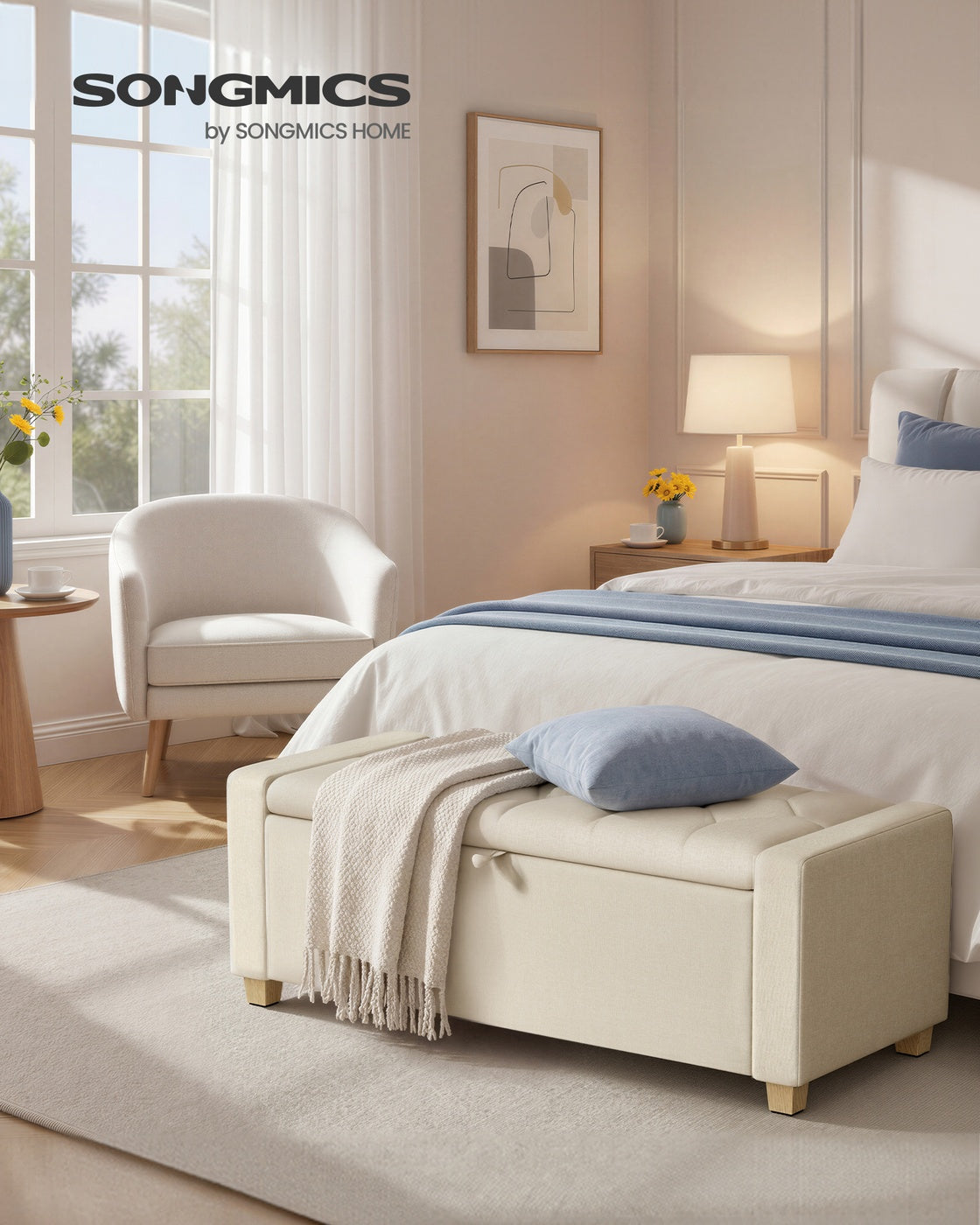 Linen storage ottoman bench for bedroom or living room - image 8