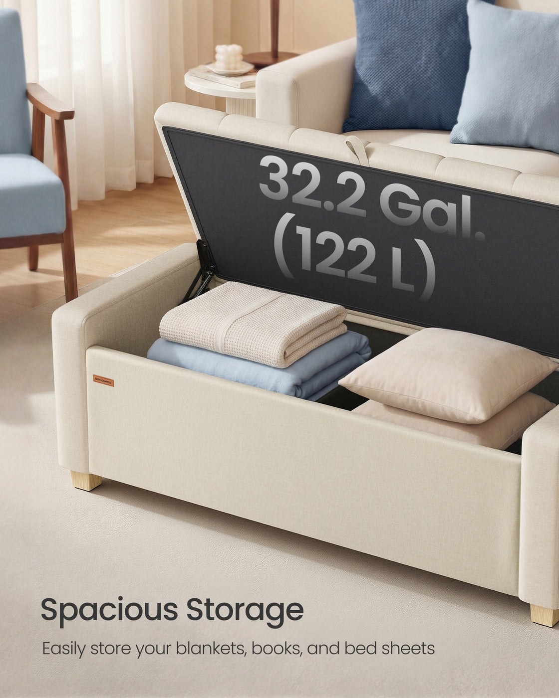 Linen storage ottoman bench for bedroom or living room - image 9