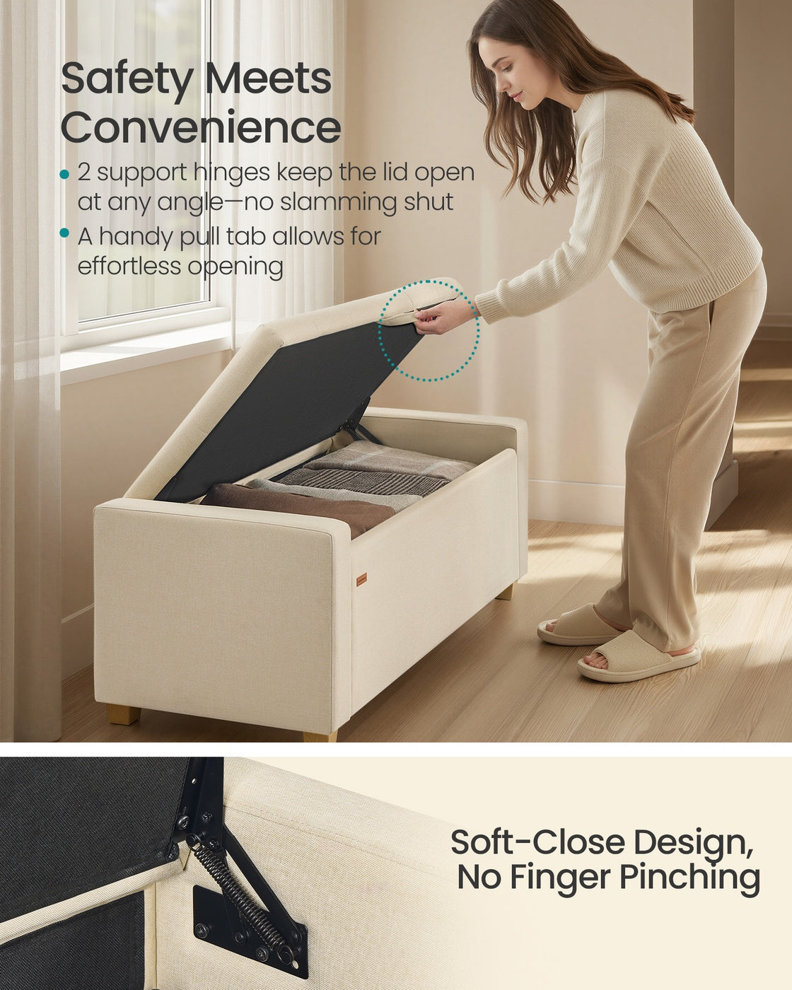 Linen storage ottoman bench for bedroom or living room - image 13