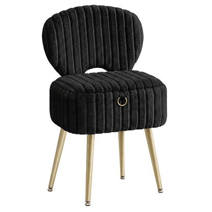 Small Vanity Chair with Storage & Folding Backrest - image 8
