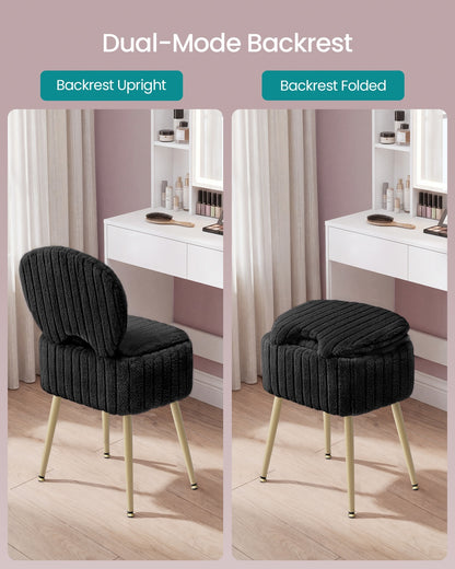 Small Vanity Chair with Storage & Folding Backrest - image 10