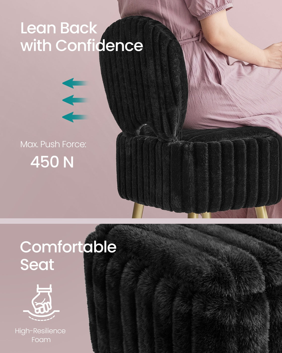 Small Vanity Chair with Storage & Folding Backrest - image 12