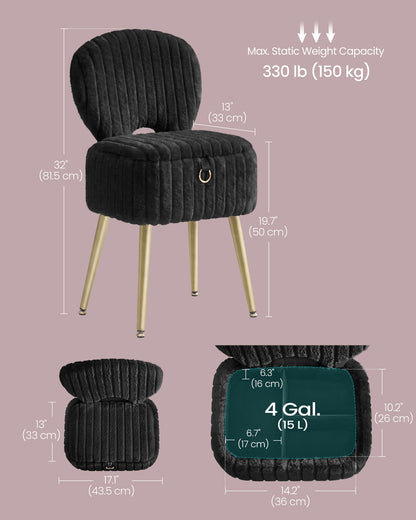Small Vanity Chair with Storage & Folding Backrest - image 13