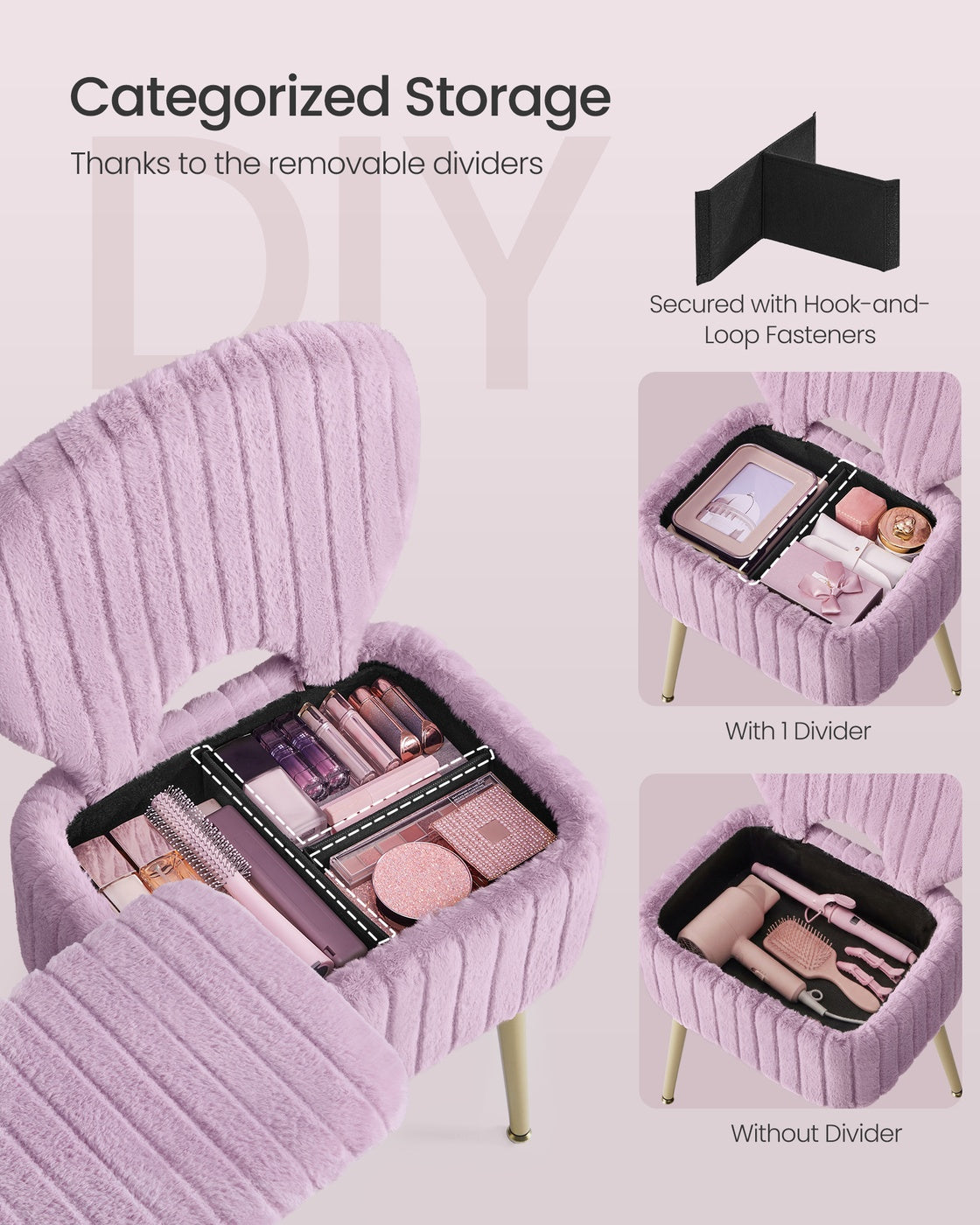 Small Vanity Chair with Storage & Folding Backrest - image 25