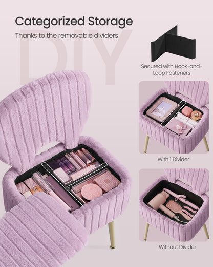 Small Vanity Chair with Storage & Folding Backrest - image 25