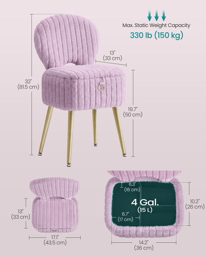 Small Vanity Chair with Storage & Folding Backrest - image 27
