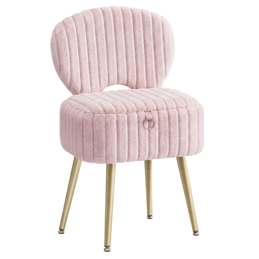 Small Vanity Chair with Storage & Folding Backrest - image 15