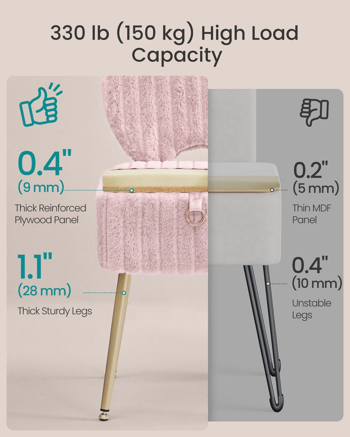 Small Vanity Chair with Storage & Folding Backrest - image 21