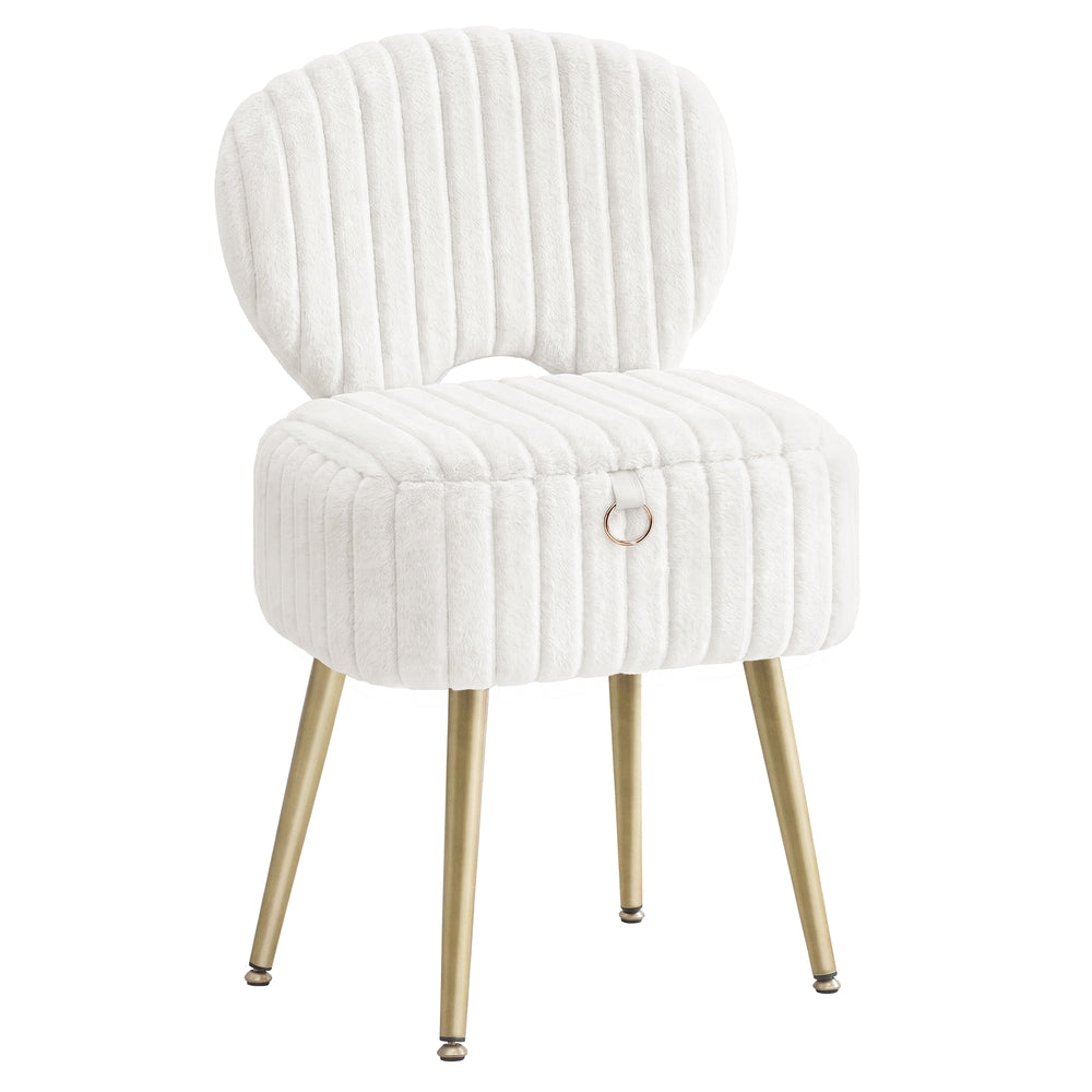 Small Vanity Chair with Storage & Folding Backrest - image 1