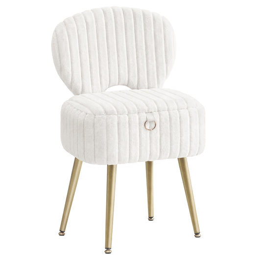 Small Vanity Chair with Storage & Folding Backrest - image 1