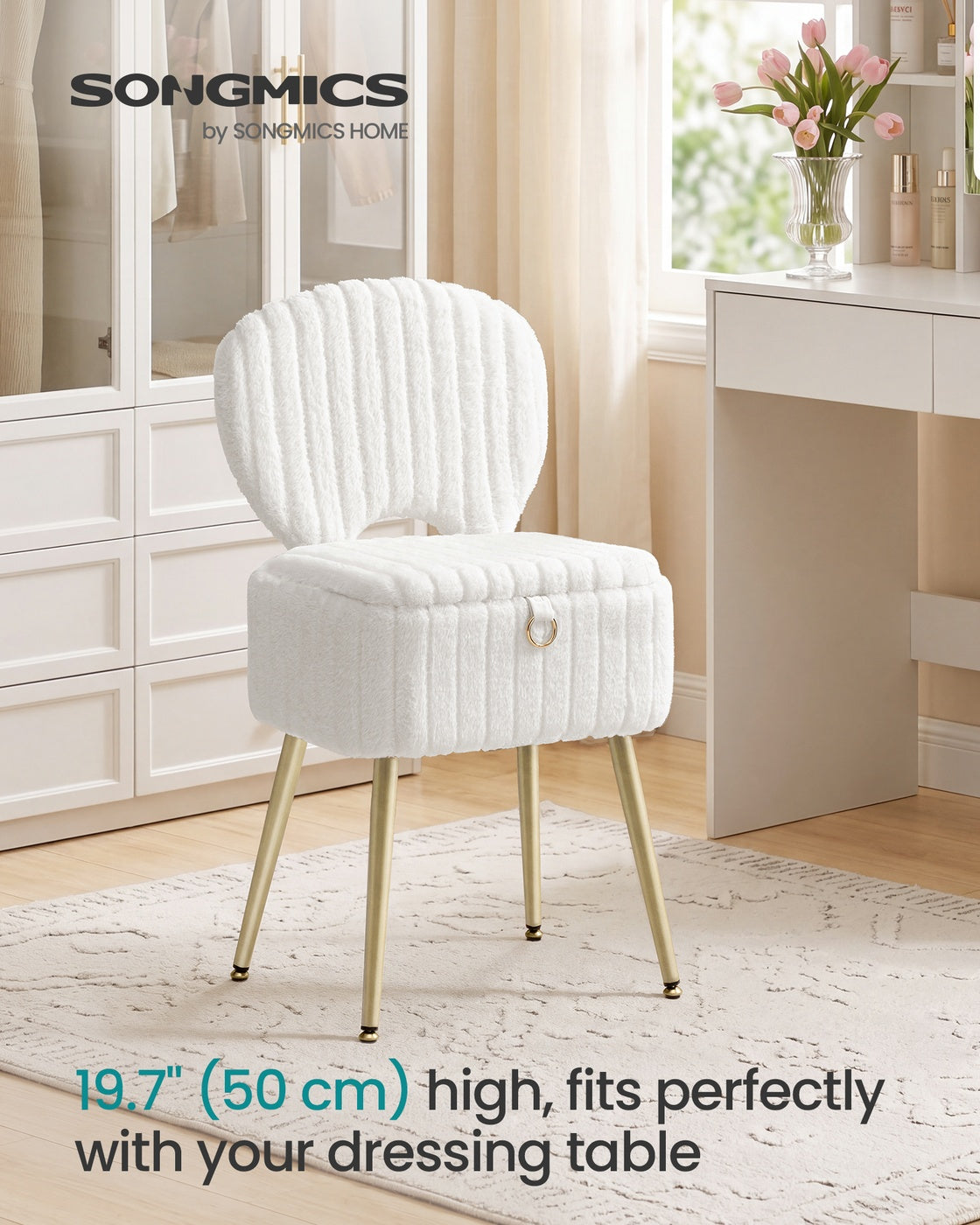 Small Vanity Chair with Storage & Folding Backrest - image 2