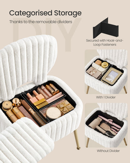 Small Vanity Chair with Storage & Folding Backrest - image 4