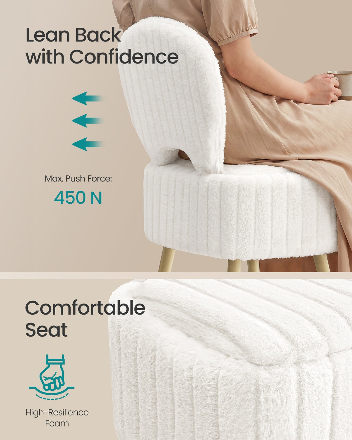 Small Vanity Chair with Storage & Folding Backrest - image 5