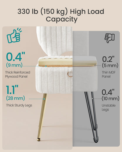 Small Vanity Chair with Storage & Folding Backrest - image 7