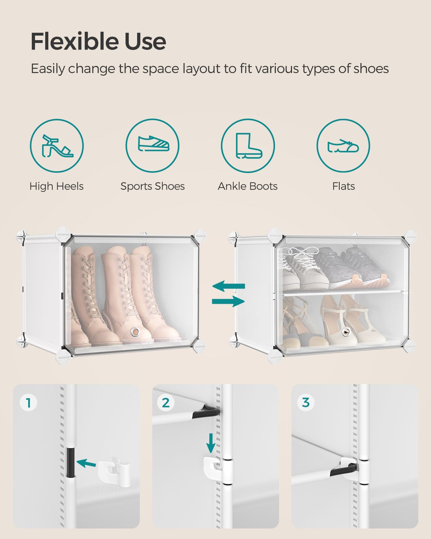 Interlocking Plastic Shoe Rack Cloud White - image 7