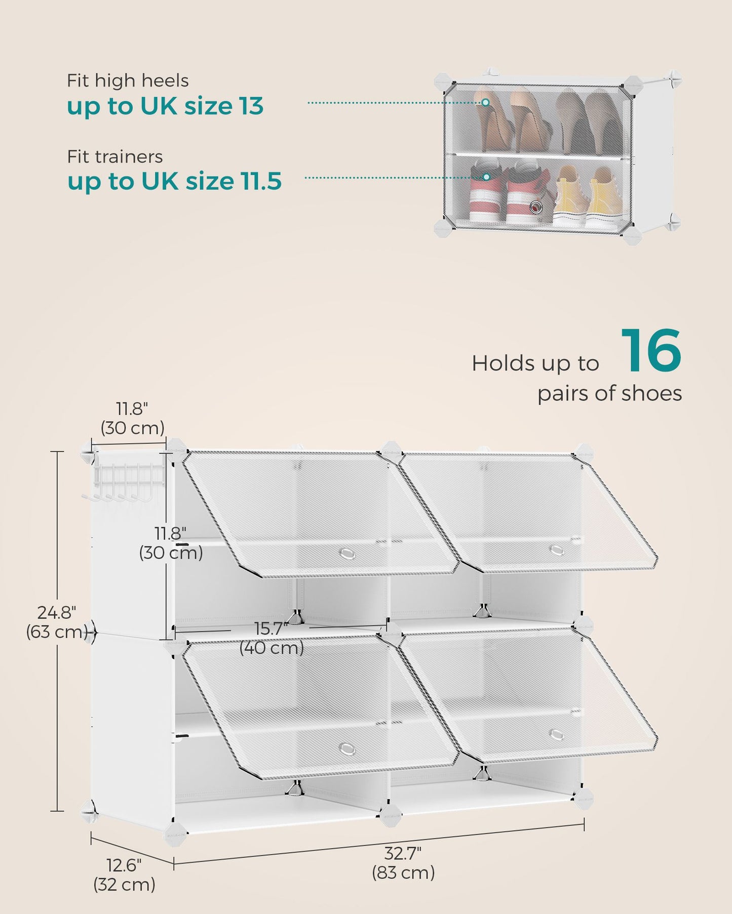 Interlocking Plastic Shoe Rack Cloud White - image 8