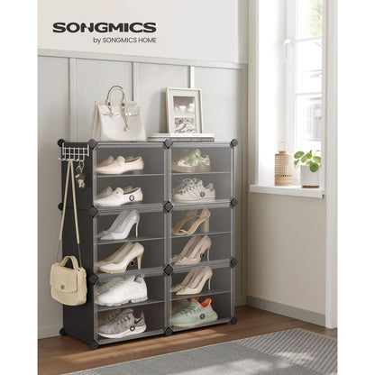 6 Cubes Shoe Organizer with Doors, Holds Up to 24 Pair of Shoes