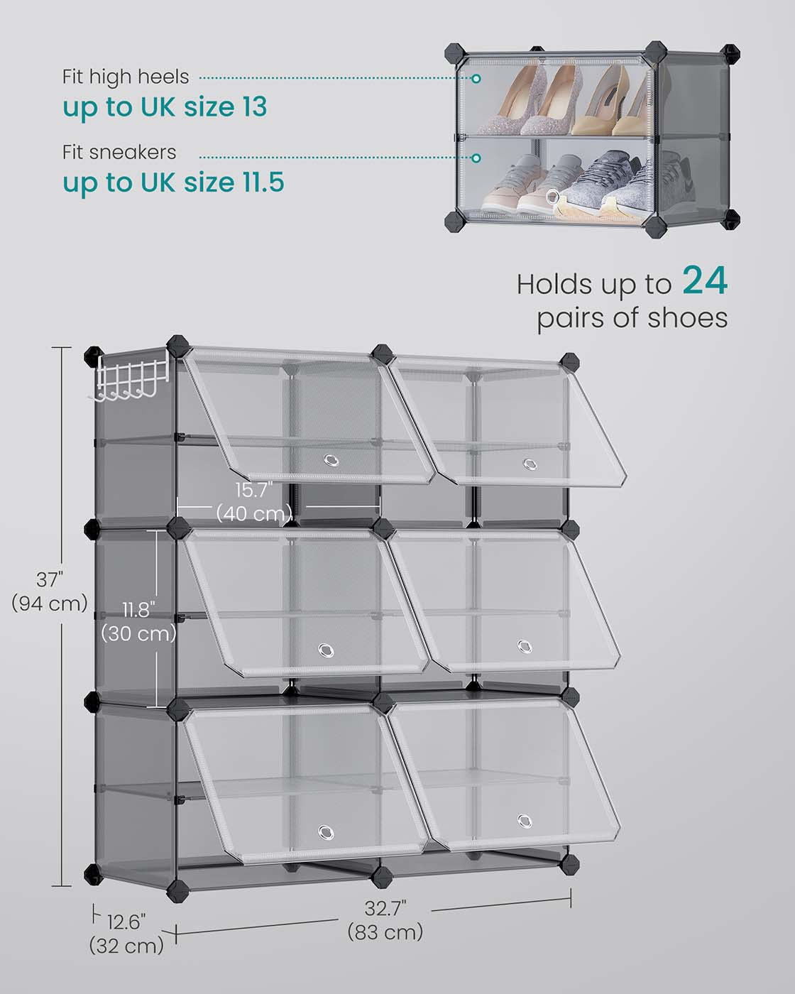 Interlocking Shoe Rack Black - image 27