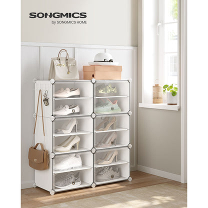 6 Cubes Shoe Organizer with Doors, Holds Up to 24 Pair of Shoes